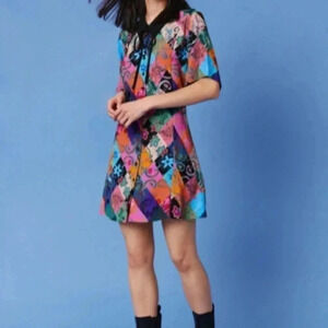 Nasty Gal Paisley Patch Printed Skater Dress Sz 10 New with tags